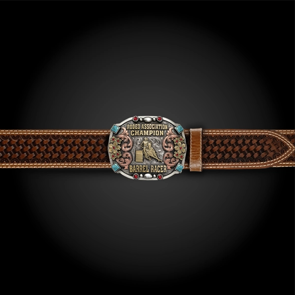 Black Cherry Western Leather Belt - MollysCustomSilver
